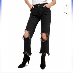 We the Free Maggie distressed straight leg jeans - black 24